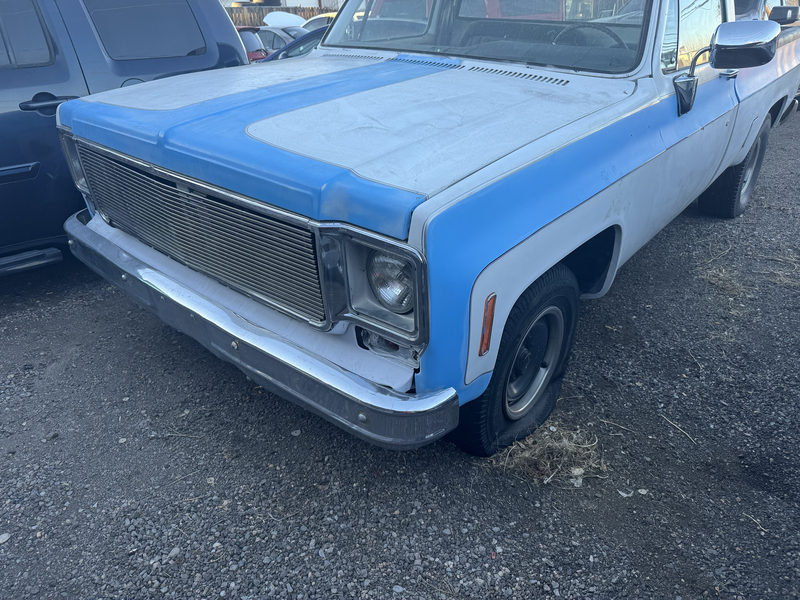 Blue and white classic Chevrolet pickup